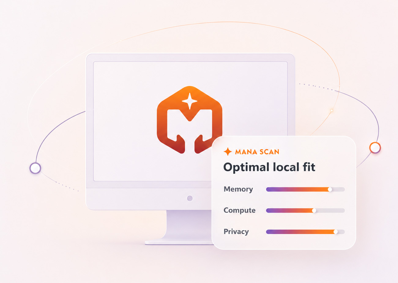 Mana scan showing an optimal local AI fit on a desktop device.